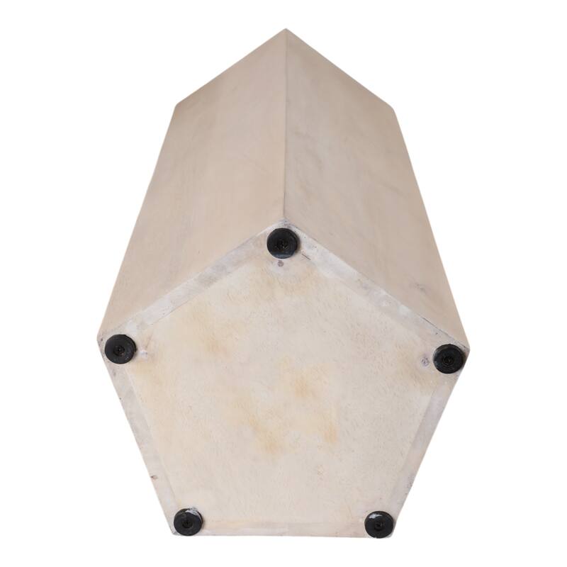 Natural Wood Side Table Elegant Geometric Design Narrow End Accent