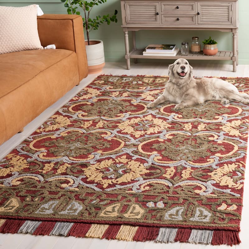 SAFAVIEH Handmade Blossom Parthenia Floral Wool Rug
