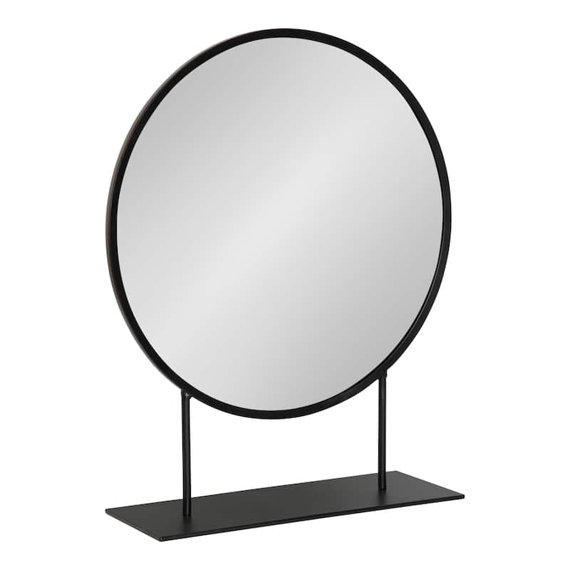 Kate and Laurel Rouen Round Metal Table Mirror - 18x22 - Black