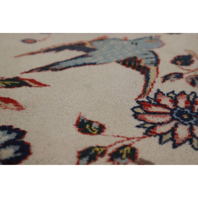 Hand Knotted Oriental 100% Wool Carpet Traditional All-Over Beige & Ivories Isfahan Area Rug - 12' 0'' X 8' 3''