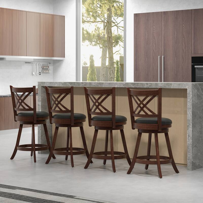 Gymax Swivel Barstools Set of 4 24'' Counter Height Bar Chairs with