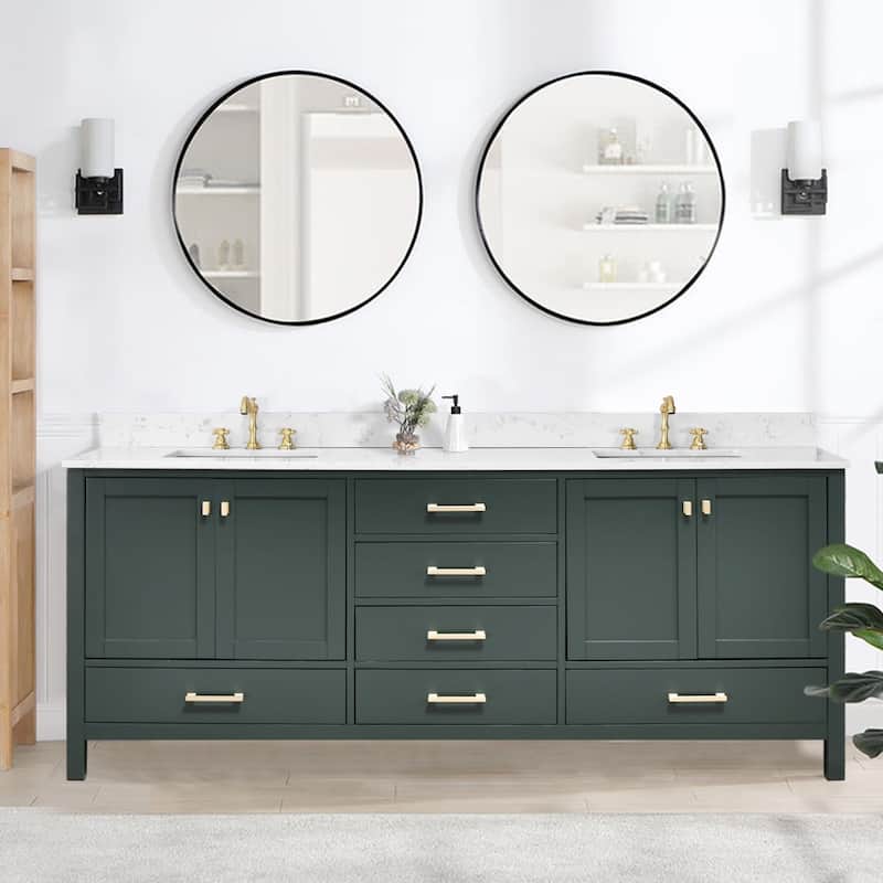 84 inch Freestanding Bath Vanities with Engineered Stone Counter Top Undermount Sink