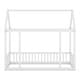 preview thumbnail 10 of 17, Twin Size Floor Wooden Bed with House Roof Frame and Safety Guardrails