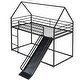 preview thumbnail 5 of 7, Twin over Twin Metal House Bunk Bed with Slide