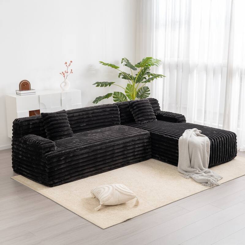 Modern Modular Cloud Sectional Sofa Free-Combined Couch with 2 Throw Pillows for Living Room