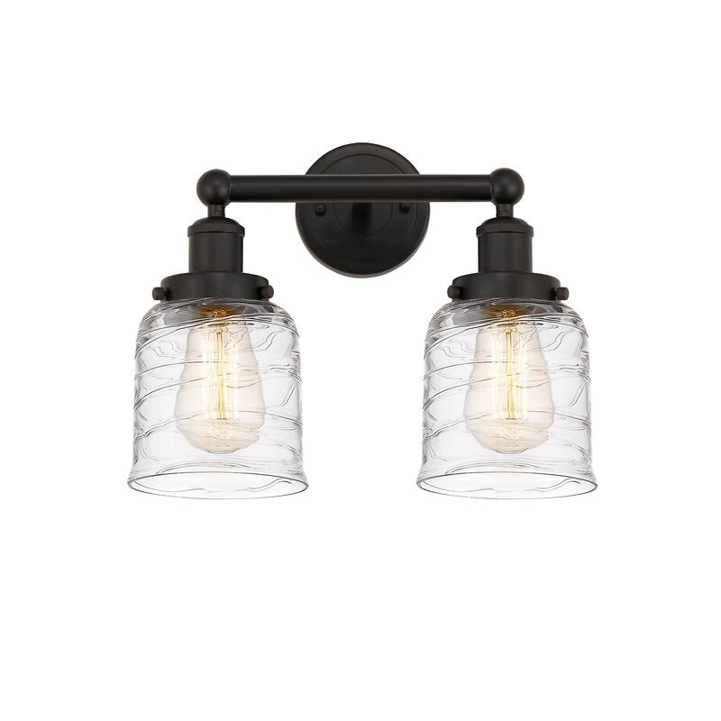 Innovations Lighting 616-2W-10-16 Bell Vanity Bell 2 Light 16" Wide - Oil Rubbed Bronze / Clear Deco Swirl