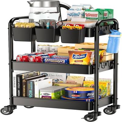 3 Tier Rolling Cart - 12.3"D x 16.4"W x 29.8"H