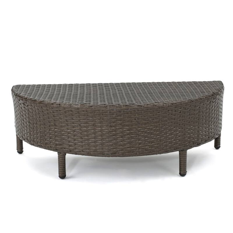 Newton Outdoor Half-Round Coffee Table - Wicker - Gray by Christopher Knight Home