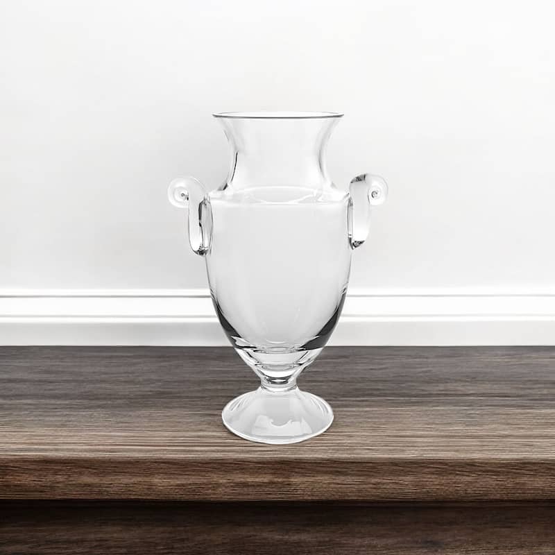 HomeRoots 12" Clear Cylinder Lead Free Crystal Table Vase