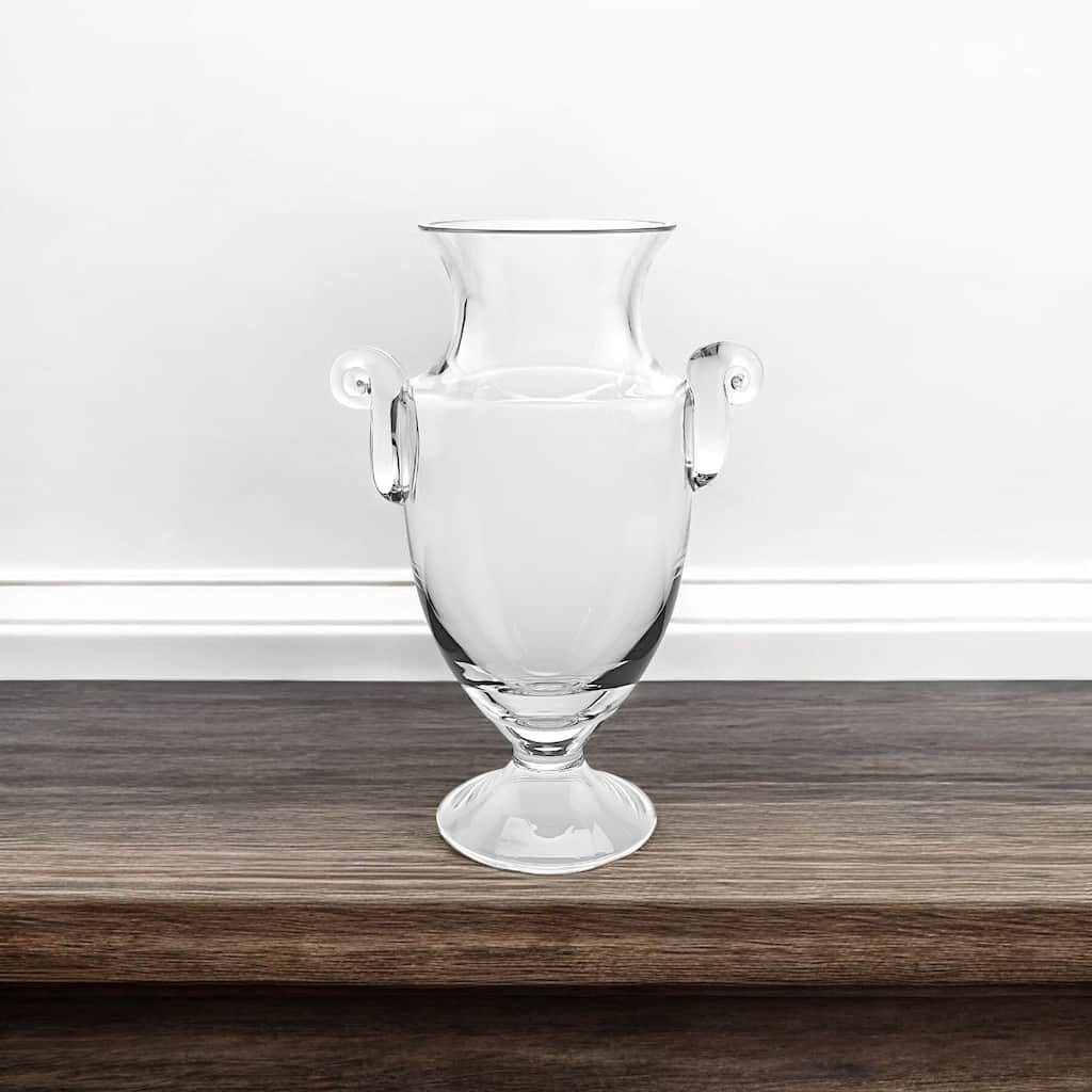 HomeRoots 12" Clear Cylinder Lead Free Crystal Table Vase