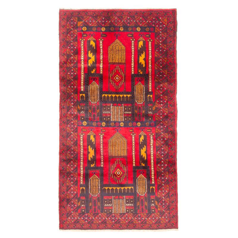 ECARPETGALLERY Hand-knotted Teimani Red Wool Rug - 3'4 x 6'4