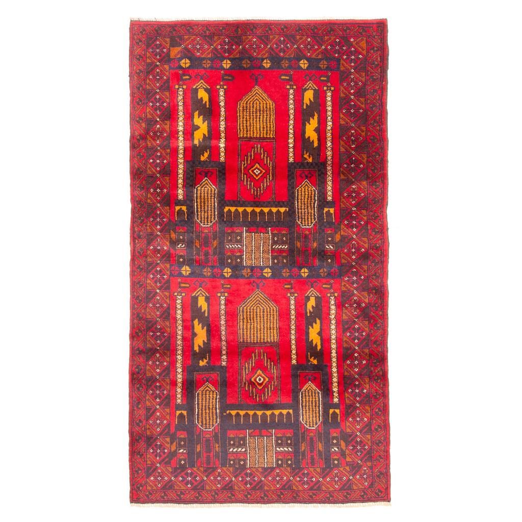 ECARPETGALLERY Hand-knotted Teimani Red Wool Rug - 3'4 x 6'4