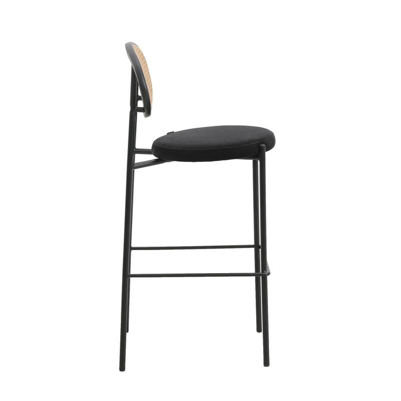 LeisureMod Euston Modern Wicker Bar Stool with Powder Coated Steel Frame - 42"