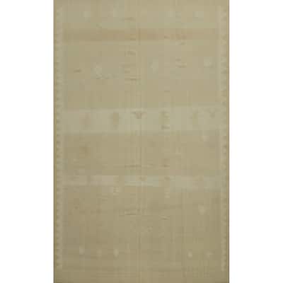 Hand Woven Oriental 100% Wool Carpet Southwestern Tribal Beige & Ivories Kilim Area Rug - 12' 0'' X 8' 9''
