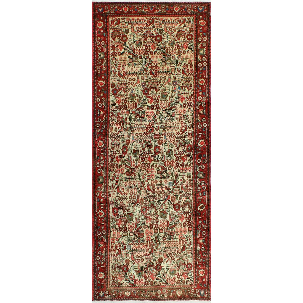 Noori Rug Fine Vintage Distressed Ashtyn Ivory/Red Runner - 3'6" x 9'4"