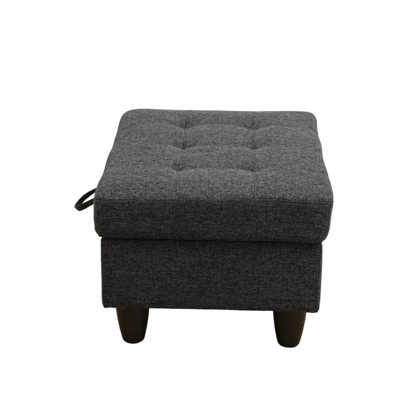 KISRAIS 34" Wide Upholstered Storage Ottoman