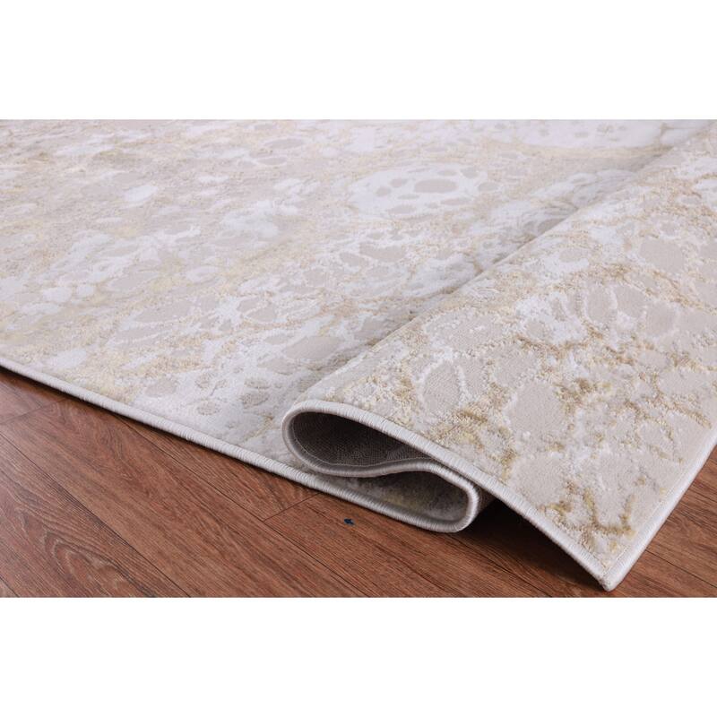 Ilios Collection Textured Abstract Rug - 2' x 3' - Cream and Gold