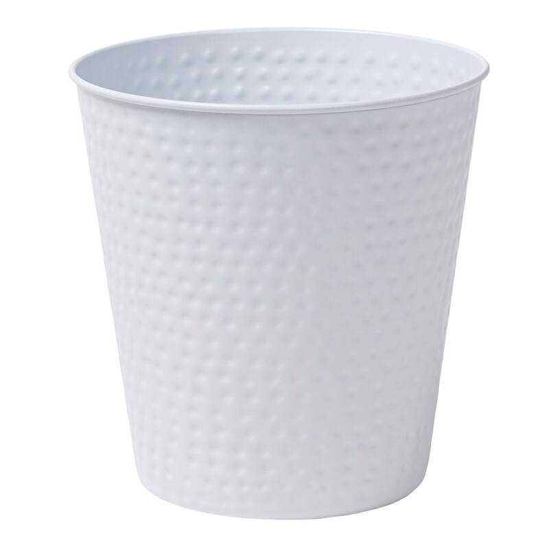 happimess Axel Modern Minimalist Hammered Steel 2-Gallon Wastebasket - Matte White - Single