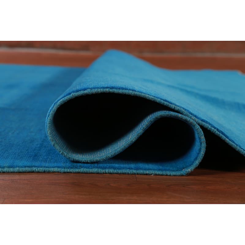 Blue Modern Gabbeh Persian Area Rug Handmade Wool Carpet - 8'3" x 10'10"