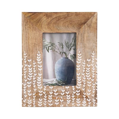 Sagebrook Home Natural Wood Vines Neutral Rectangle Photo Frame