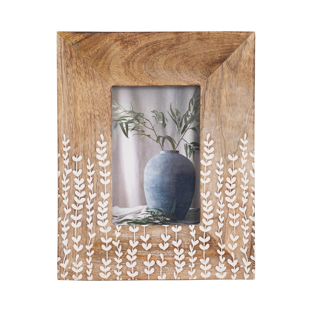 Sagebrook Home Natural Wood Vines Neutral Rectangle Photo Frame