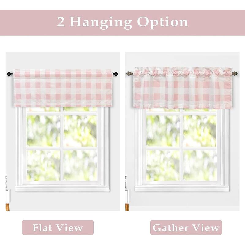 DriftAway Buffalo Checker Plaid Pattern Lined Window Valance - 52'' width x 18'' length