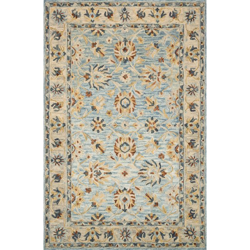 Alexanser Home Madaline French-Country Floral Hand-Hooked 100% Wool Rug