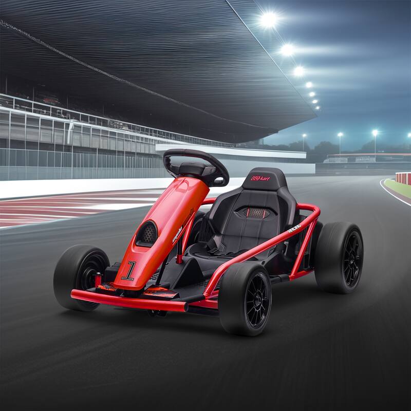 24V Electric Go-Kart for Kids, 8.1 MPH Drifting Car with Music, Horn & Safety Belt, Ages 8-12