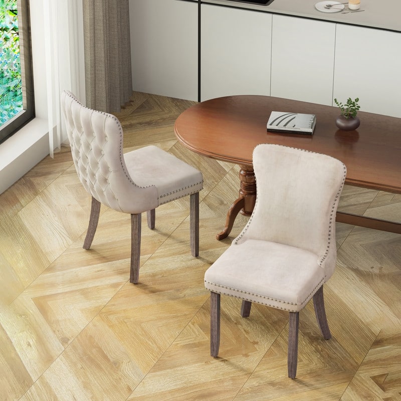 18.9" Upholstered Wing Back Dining Chair (Set of 2)