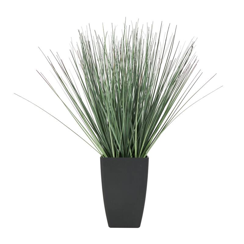 Green Faux Foliage Onion Grass Artificial Plant with Black or White Plastic Pot Options