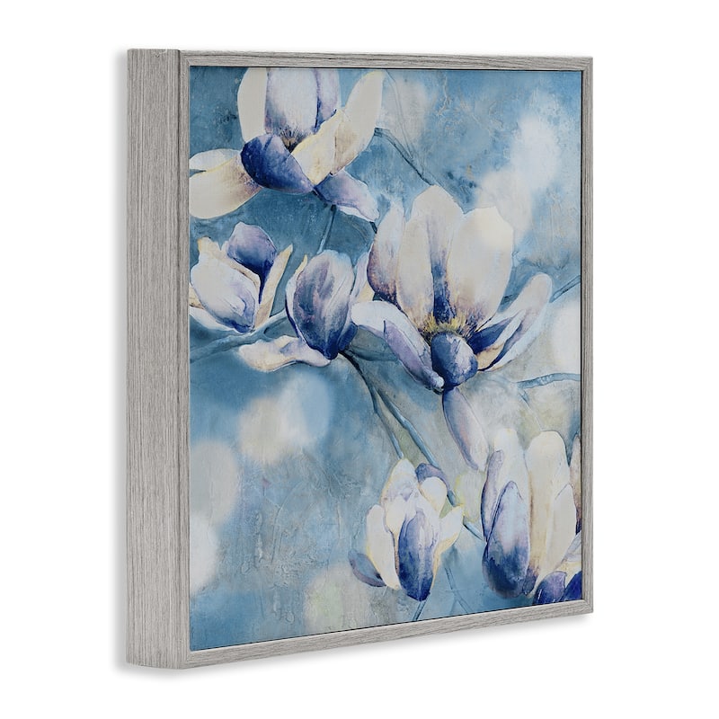 Stupell Blue Flowers & Bokeh Framed Giclee Art Design By Carol Robinson