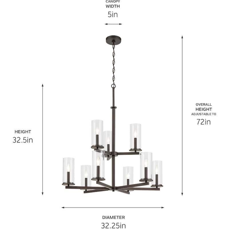 Kichler 44014 Crosby 9 Light 33" Wide Taper Candle Chandelier