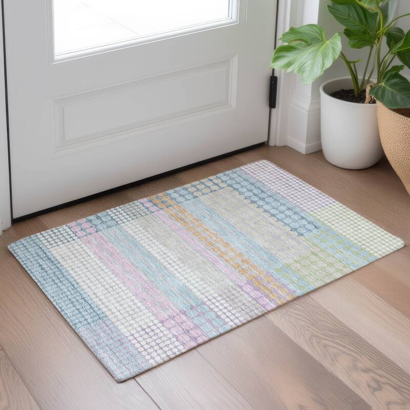 Machine Washable Indoor/ Outdoor Casual Dotty Chantille Rug