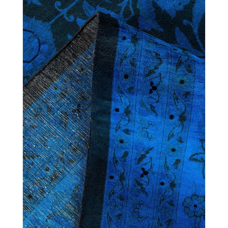 Overton Handknotted Wool Vintage Inspired Contemporary Overdyed Black Area Rug - 14' 10" x 12' 1"