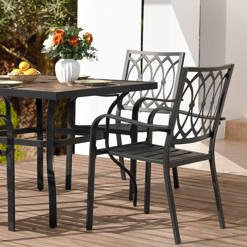 5-Piece Stackable Patio Dining Set with Umbrella Hole
