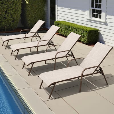 VredHom Outdoor Aluminum Adjustable Patio Chaise Lounge Chairs