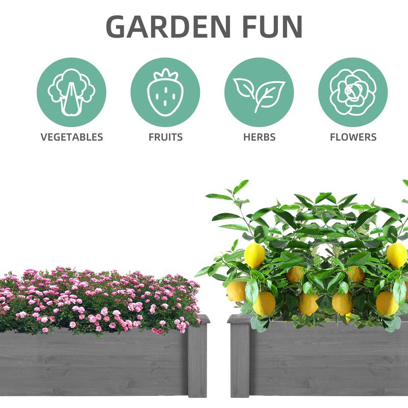 Large Wooden Raised Garden Bed for Outdoor Gardening Solid Wood Planter Box 8x2 ft for Vegetables Herbs - 96" x 28" x 10"
