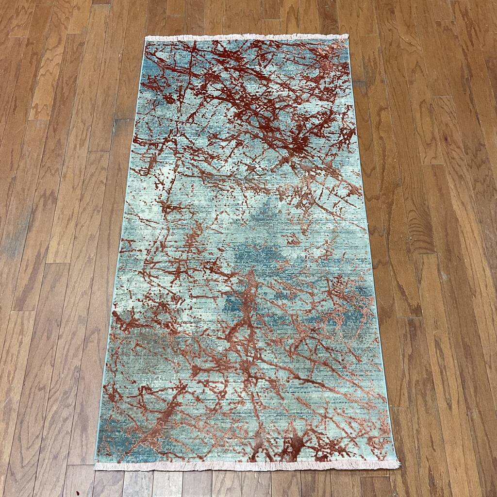 HERAT ORIENTAL Turkish Modern Erased Design Wool & Silk Rug - 2'7" x 4'11"