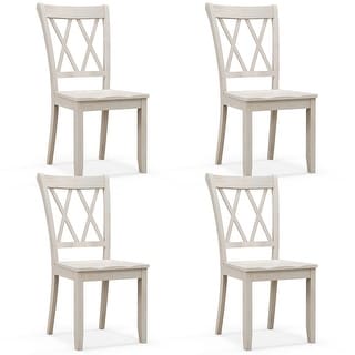 Gymax Solid Wood Dining Chair Set of 4 Armless Kitchen Chairs w/ - Bed ...