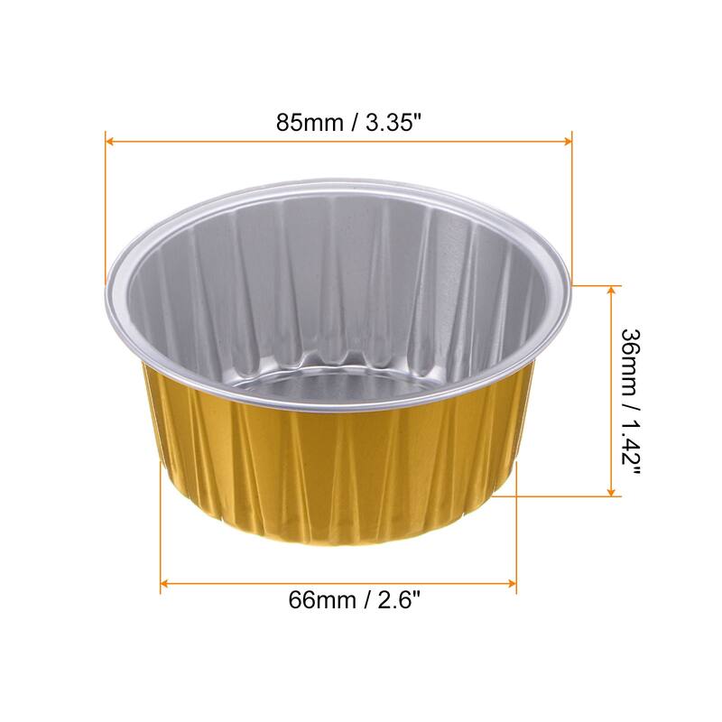 Cupcake Cups, 100pcs 66x36x85mm Aluminum Foil Standard Cupcake Liners - Golden/Silver