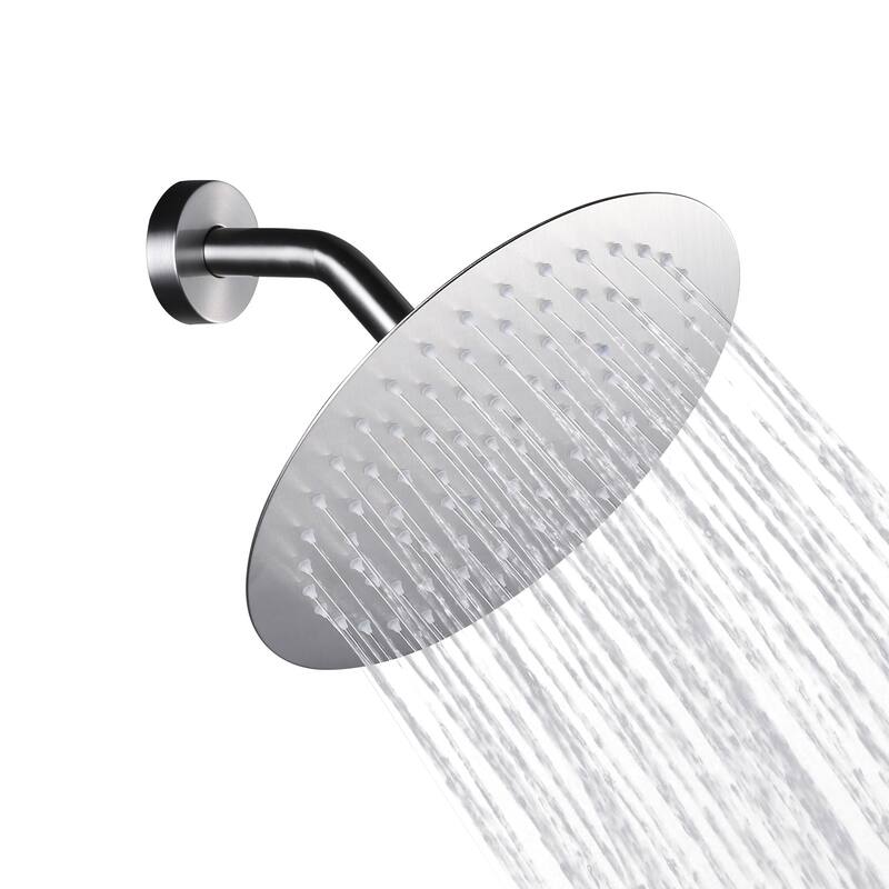 WOWOW 1-Spray Patterns with Wall Mount Rain Fixed Shower Head - 12-inch - Brushed Nickel
