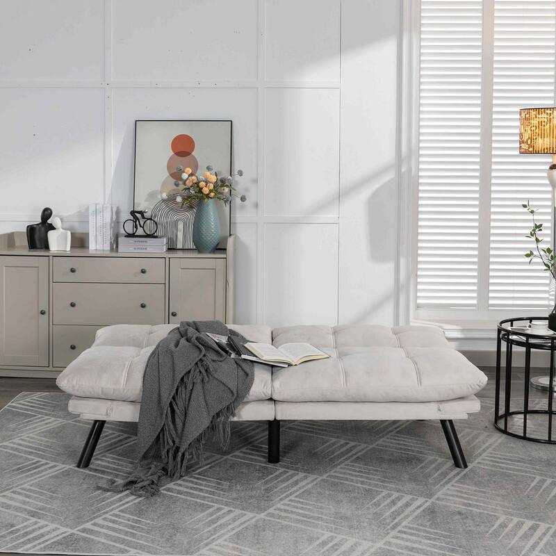 Modern Upholstered 2-Seater Sofa Bed with Adjustable Backrest and Armrests - 70:l