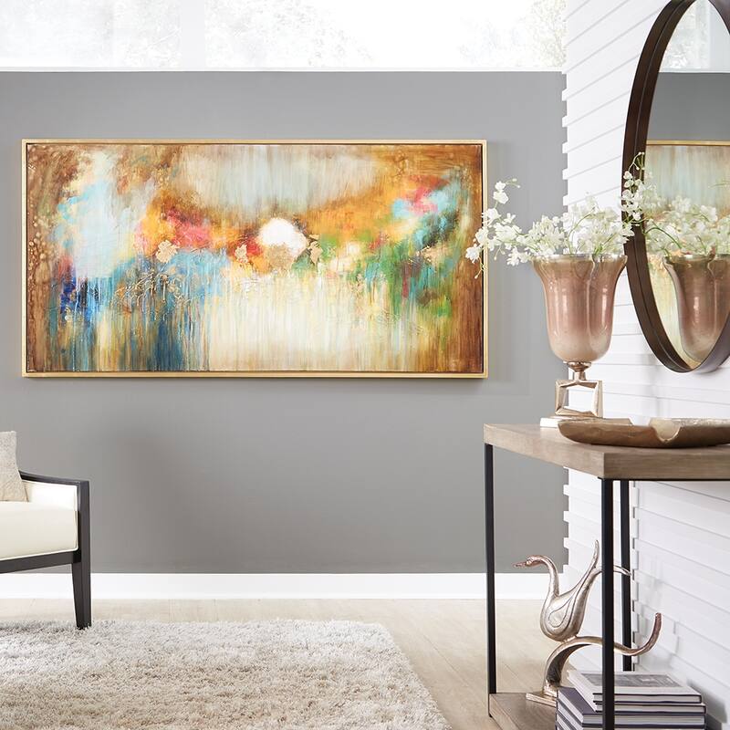 Allan Andrews Framed Brass Round Decorative Steele Wall Mirror - Bronze