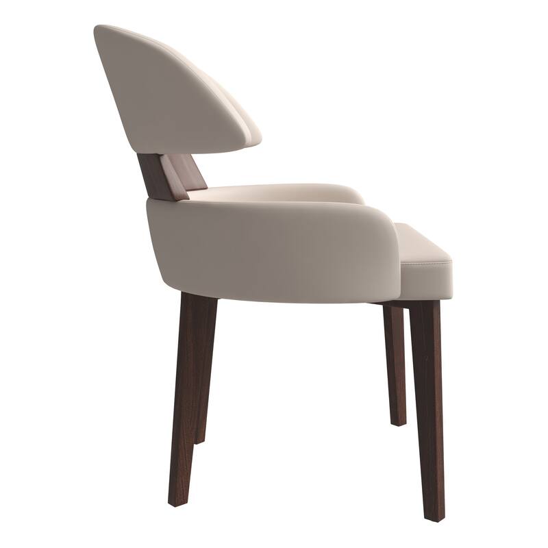 Leather Dining Chair with a Curved Back in Rubberwood Ethos Series by LeisureMod