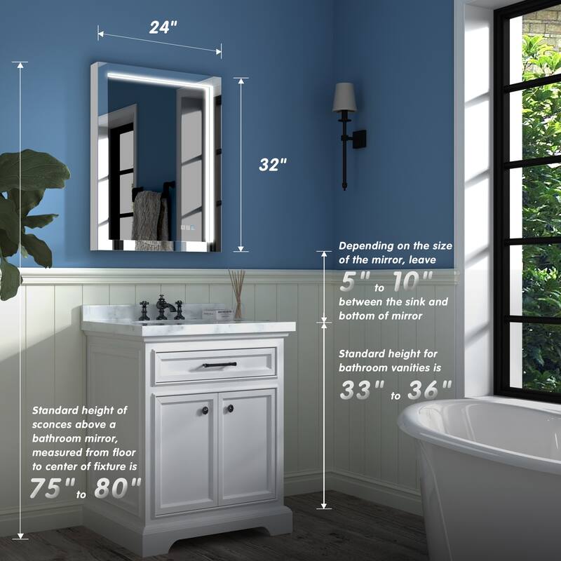 ExBrite LED Lighted Bathroom Mirror with Defog and Stepless Dimming