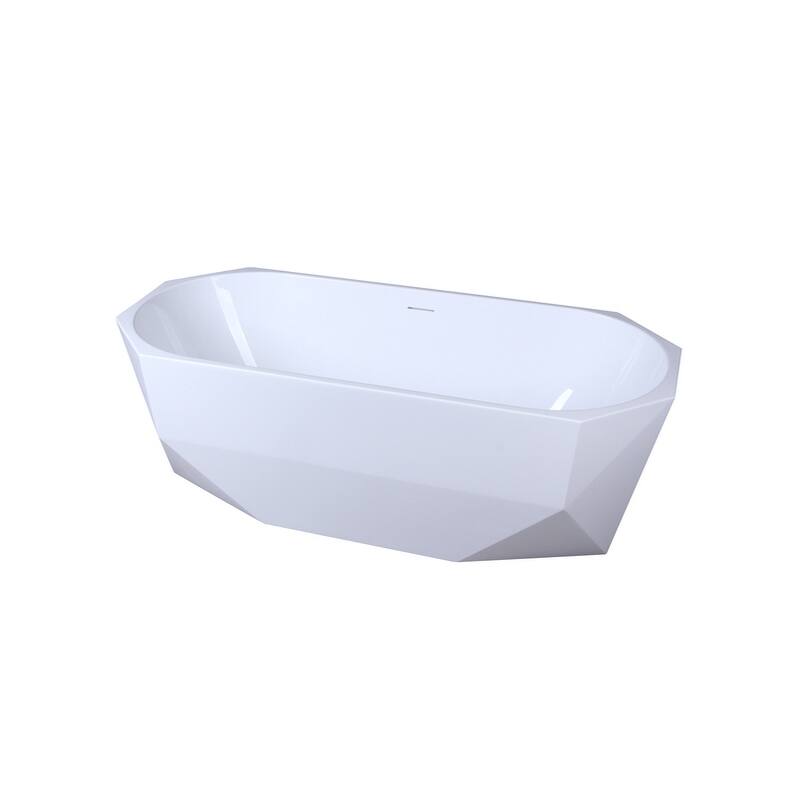 Edward Soaking Diamond Style Bathtub in Glossy White