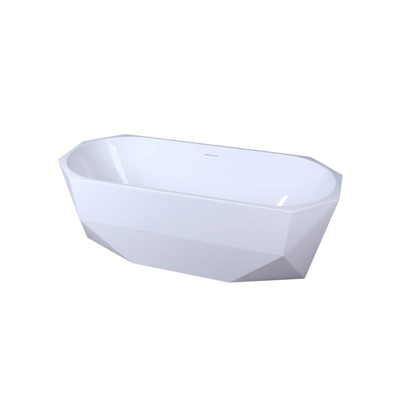 Indigo Home 67 inch Soaking Diamond Style Bathtub in Glossy White