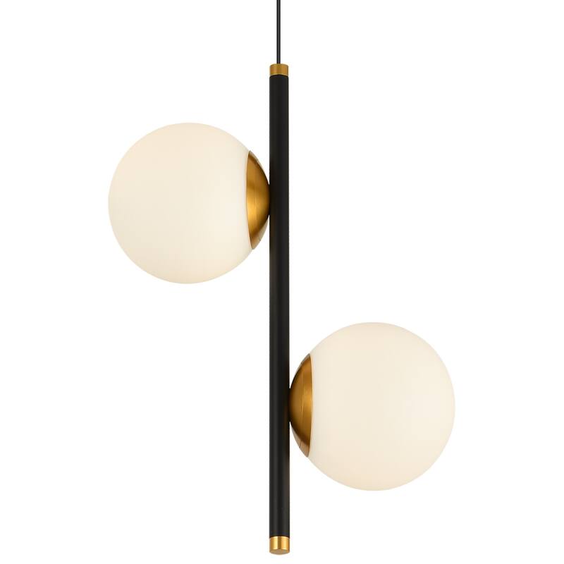 VONN Lighting Capri VCP2202BL 11" 2-Light ETL Certified Integrated LED Black Pendant Light Fixture with Glass Shades