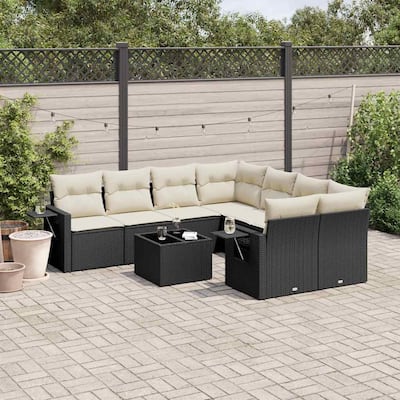 vidaXL Garden Sofa Set Black, Cream white - 21.7 x 21.7 x 14.6
