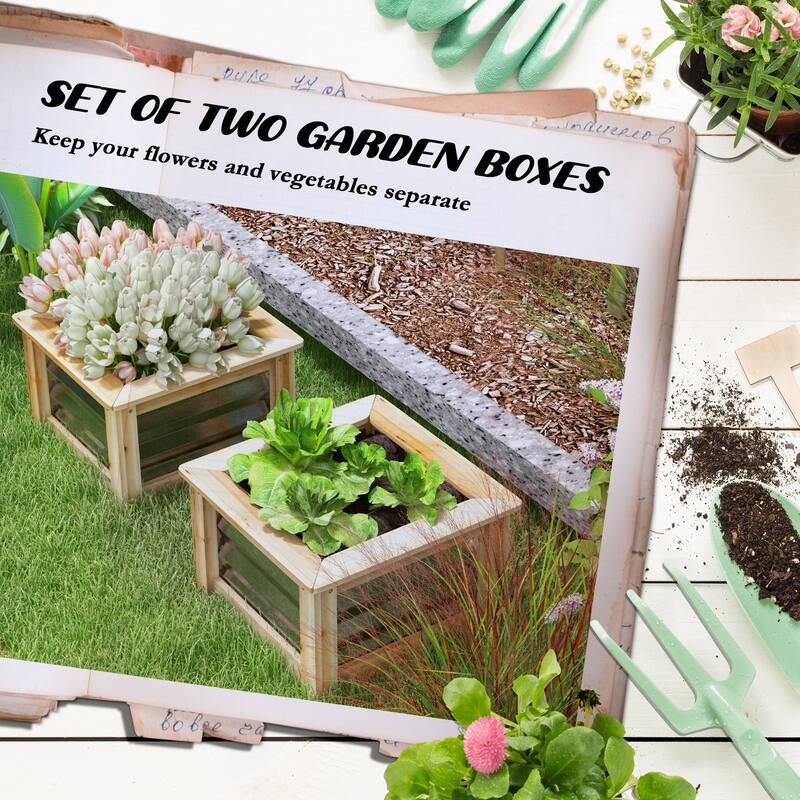 Outsunny Raised Garden Bed Set of 2 - Multicolor